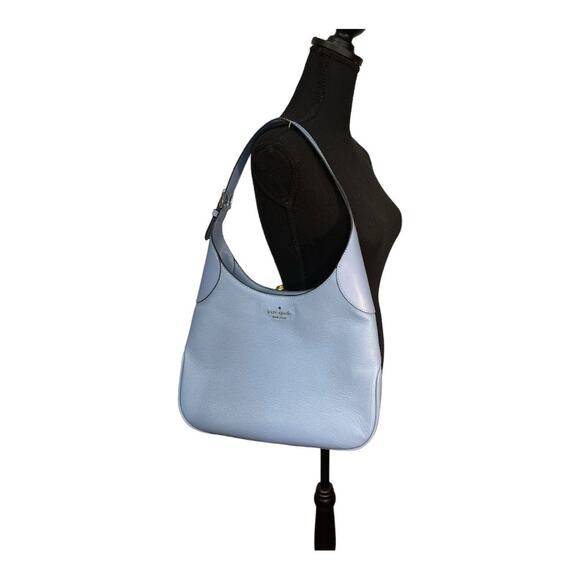 KATE SPADE Baby Blue Pebble Leather shoulder Bag Silver-tone Logo & Hardware NWT - Picture 12 of 15